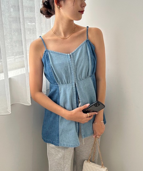 one after another NICE CLAUP（ワンアフターアナザーナイスクラップ）の「デニムアソートビスチェ（キャミソール・レディース・オフホワイト/ブルー/その他・FREE）」の17枚目の写真