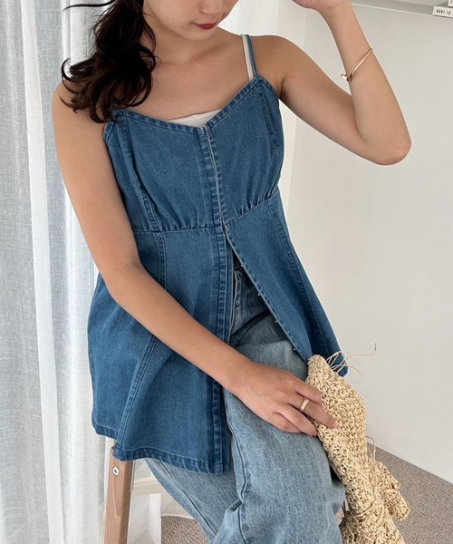 one after another NICE CLAUP（ワンアフターアナザーナイスクラップ）の「デニムアソートビスチェ（キャミソール・レディース・オフホワイト/ブルー/その他・FREE）」の9枚目の写真