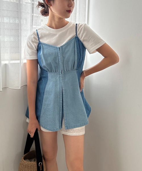 one after another NICE CLAUP（ワンアフターアナザーナイスクラップ）の「デニムアソートビスチェ（キャミソール・レディース・オフホワイト/ブルー/その他・FREE）」の18枚目の写真