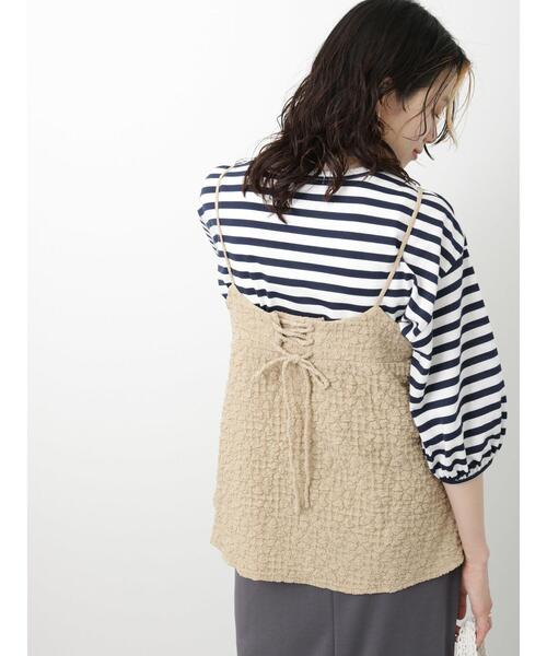 Samansa Mos2 blue(サマンサモスモスブルー)の「◎ジャカードキャミブラウス(シャツ/ブラウス・レディース・オフホワイト/ブラック/ベージュ・F)」の3枚目の写真