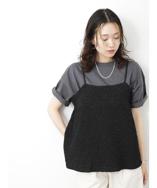 Samansa Mos2 blue(サマンサモスモスブルー)の「◎ジャカードキャミブラウス(シャツ/ブラウス・レディース・オフホワイト/ブラック/ベージュ・F)」の6枚目の写真