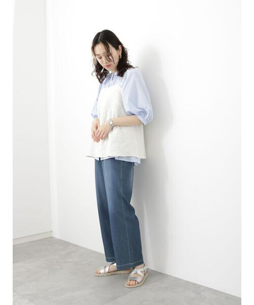 Samansa Mos2 blue(サマンサモスモスブルー)の「◎ジャカードキャミブラウス(シャツ/ブラウス・レディース・オフホワイト/ブラック/ベージュ・F)」の11枚目の写真