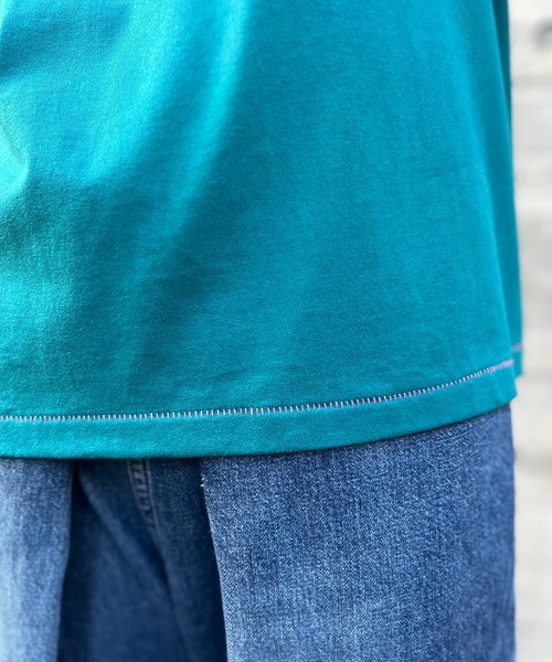 mi via loca（ミヴィアロカ）の「配色ステッチ シルバー スタッズロゴTシャツ（Tシャツ/カットソー・レディース・オフホワイト/ブルーグリーン/ブラック・FREE）」の21枚目の写真