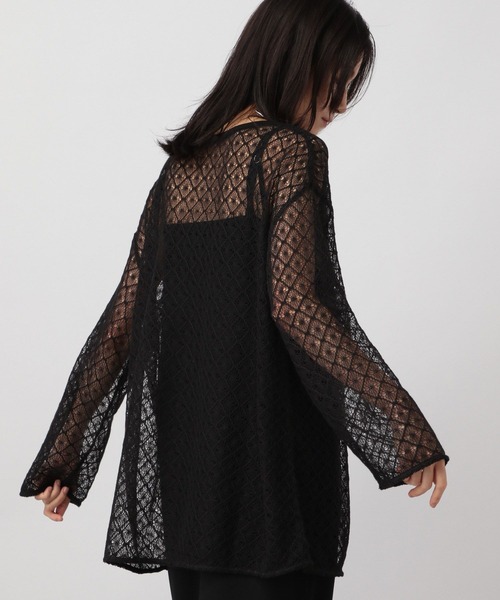 A part by(アパートバイ)の「ダイヤレースプルオーバー_長袖(Tシャツ/カットソー・レディース・ブラック/オフホワイト・FREE)」の5枚目の写真
