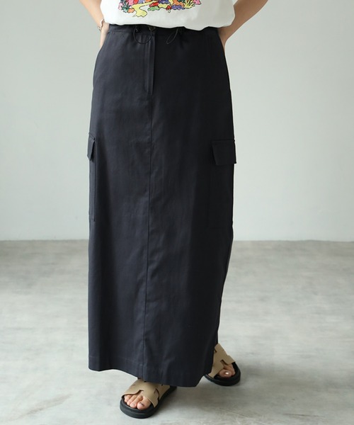 each(イーチ)の「ドロストカーゴナロースカート【セット可】(スカート・レディース・ホワイト/チャコールグレー・FREE)」の9枚目の写真