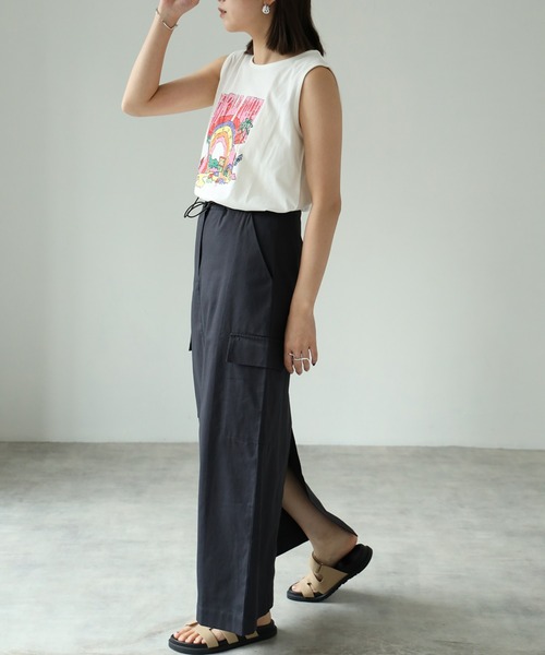 each(イーチ)の「ドロストカーゴナロースカート【セット可】(スカート・レディース・ホワイト/チャコールグレー・FREE)」の16枚目の写真