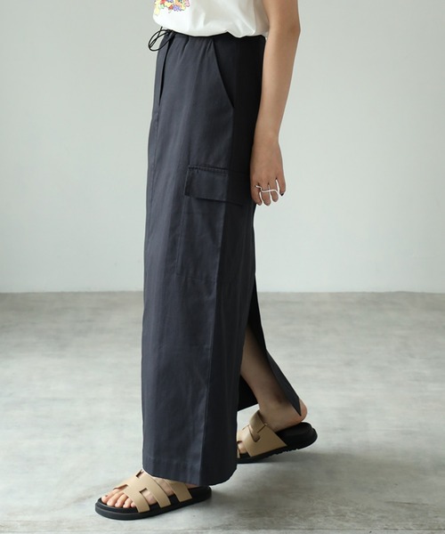 each(イーチ)の「ドロストカーゴナロースカート【セット可】(スカート・レディース・ホワイト/チャコールグレー・FREE)」の11枚目の写真