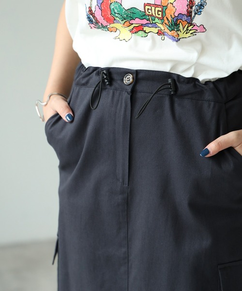 each(イーチ)の「ドロストカーゴナロースカート【セット可】(スカート・レディース・ホワイト/チャコールグレー・FREE)」の12枚目の写真