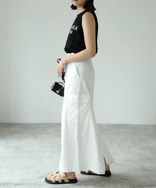 each(イーチ)の「ドロストカーゴナロースカート【セット可】(スカート・レディース・ホワイト/チャコールグレー・FREE)」の19枚目の写真