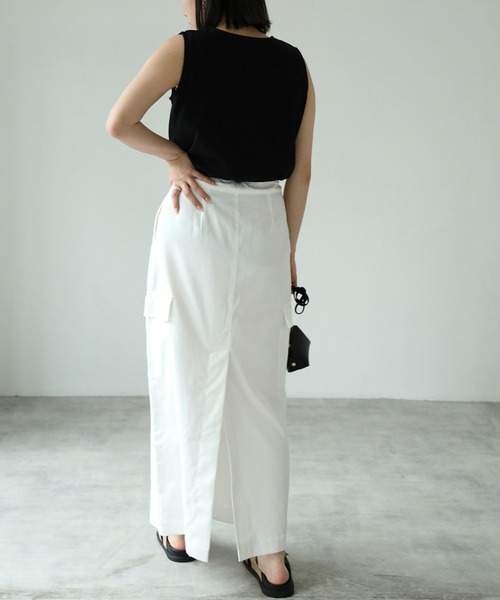 each(イーチ)の「ドロストカーゴナロースカート【セット可】(スカート・レディース・ホワイト/チャコールグレー・FREE)」の18枚目の写真
