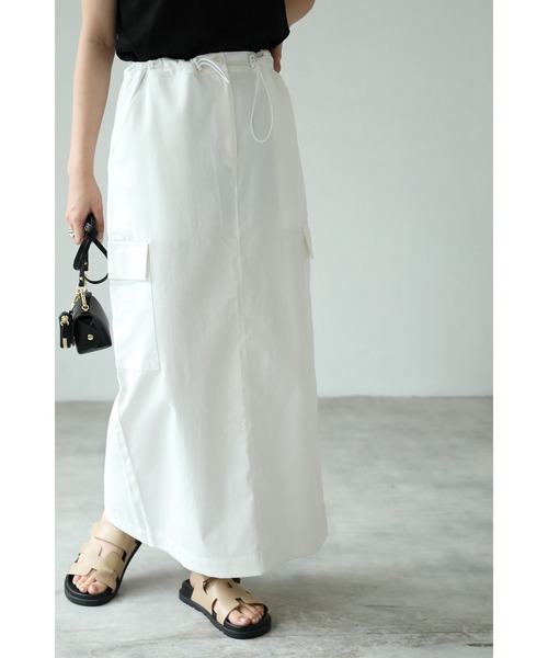 each(イーチ)の「ドロストカーゴナロースカート【セット可】(スカート・レディース・ホワイト/チャコールグレー・FREE)」の20枚目の写真