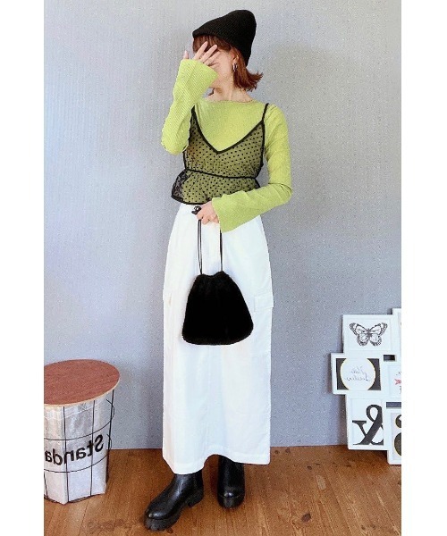 each(イーチ)の「ドロストカーゴナロースカート【セット可】(スカート・レディース・ホワイト/チャコールグレー・FREE)」の21枚目の写真