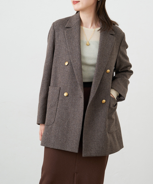 IENA 杢ツイード W前ジャケット　テーラードジャケット IENA（イエナ）の「杢ツイード W前ジャケット（テーラード