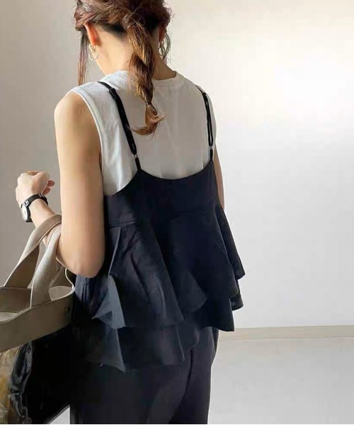 新品タグ付き♡PLUS OTO.HA フリルキャミ　サロペット　オールインワン サロペット オーバーオール フリルキャミオールインワン