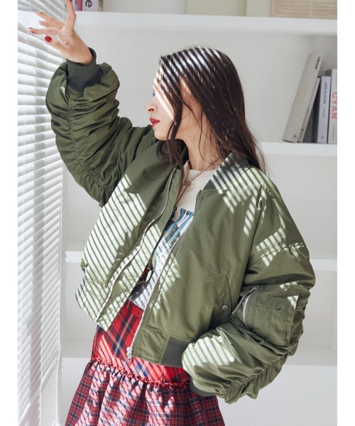 jouetie（ジュエティ）の「ショートMA-1（MA-1・レディース・カーキ/アイボリー/ブラック・MEDIUM）」の9枚目の写真