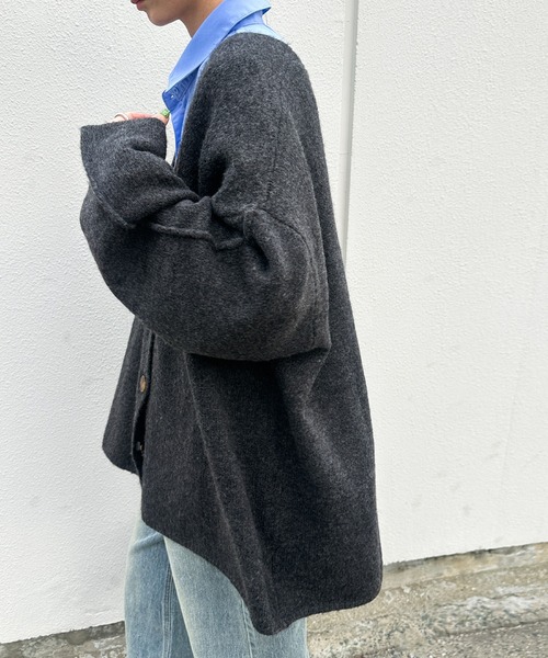 セール】【新色追加】スリーブリンキングVネックカーディガン