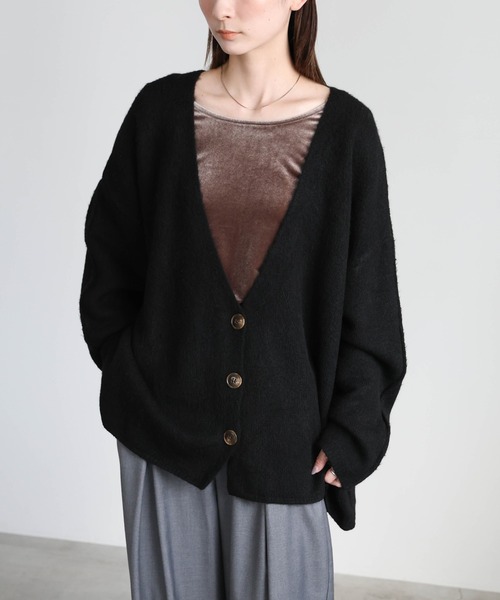 セール】【新色追加】スリーブリンキングVネックカーディガン