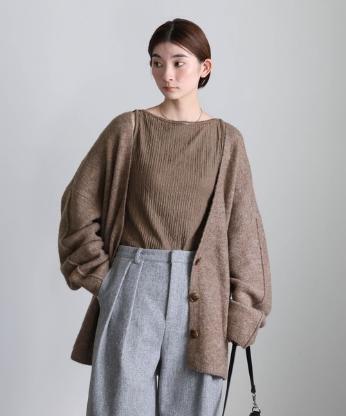 新色追加】スリーブリンキングVネックカーディガン（カーディガン
