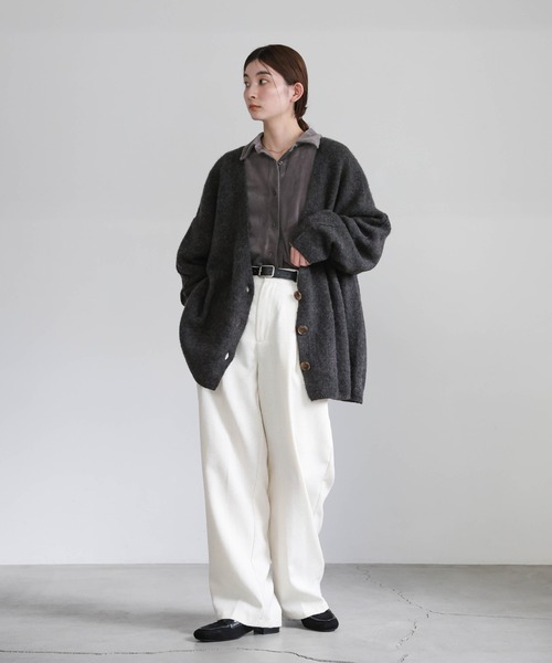 新色追加】スリーブリンキングVネックカーディガン（カーディガン