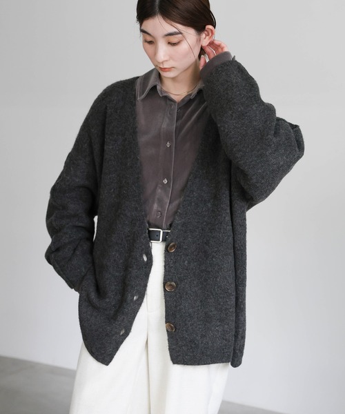 新色追加】スリーブリンキングVネックカーディガン（カーディガン