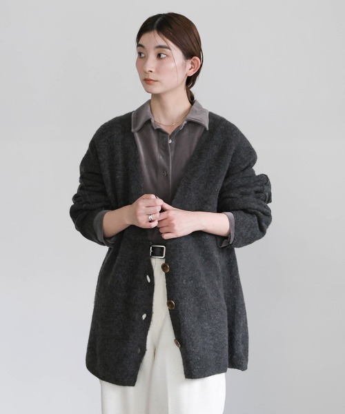 新色追加】スリーブリンキングVネックカーディガン（カーディガン