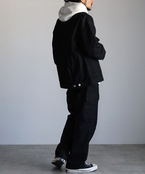 CREARE -LINO-（クレアーレリノ）の「デニム ツイル ルーズ カーゴパンツ セットアップ対応 <ユニセックス>（カーゴパンツ・メンズ・ブラウン/ブラック/カーキ/チャコールグレー/ネイビー・S/M/L）」の14枚目の写真