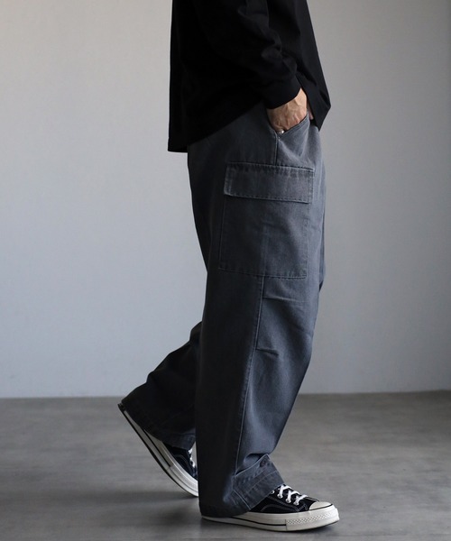 CREARE -LINO-（クレアーレリノ）の「デニム ツイル ルーズ カーゴパンツ セットアップ対応 <ユニセックス>（カーゴパンツ・メンズ・ブラウン/ブラック/カーキ/チャコールグレー/ネイビー・S/M/L）」の18枚目の写真