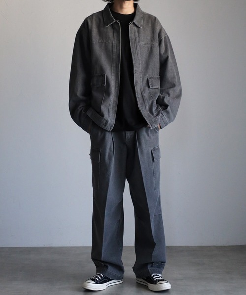 CREARE -LINO-（クレアーレリノ）の「デニム ツイル ルーズ カーゴパンツ セットアップ対応 <ユニセックス>（カーゴパンツ・メンズ・ブラウン/ブラック/カーキ/チャコールグレー/ネイビー・S/M/L）」の20枚目の写真