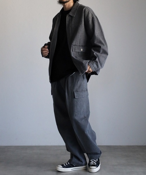 CREARE -LINO-（クレアーレリノ）の「デニム ツイル ルーズ カーゴパンツ セットアップ対応 <ユニセックス>（カーゴパンツ・メンズ・ブラウン/ブラック/カーキ/チャコールグレー/ネイビー・S/M/L）」の22枚目の写真