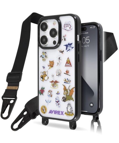 AVIREX(アヴィレックス)の「iPhone15 iPhone15Pro iPhone14/13 アヴィレックス 「ショルダーストラップ付きクリアケース」(スマホケース/カバー・メンズ・アニマル/マルチ/ブラックミックス・iPhone 15/iPhone 15 Pro)」の13枚目の写真