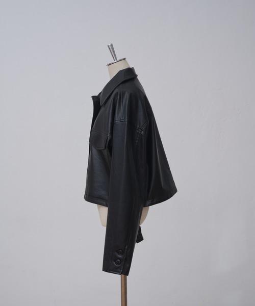 セール】セットアップスカートあり/フェイクレザージャケット