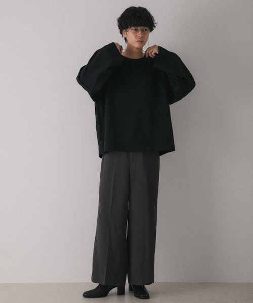 SENSE OF PLACE by URBAN RESEARCH（センスオブプレイスバイアーバンリサーチ）の「『わたべ×SOP』オーバーサイズフェイクレイヤードロングTシャツ（Tシャツ/カットソー・メンズ・チャコールグレー/ブラック/ホワイト・MEDIUM/LARGE）」の22枚目の写真