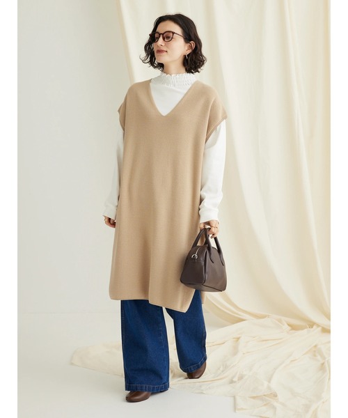 CRAFT STANDARD BOUTIQUE(クラフトスタンダードブティック)の「ジレニットワンピース ◆(ベスト・レディース・キャメル/ブラック/ベージュ・M/L)」の6枚目の写真