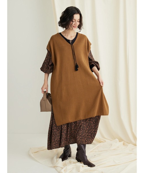 CRAFT STANDARD BOUTIQUE(クラフトスタンダードブティック)の「ジレニットワンピース ◆(ベスト・レディース・キャメル/ブラック/ベージュ・M/L)」の8枚目の写真