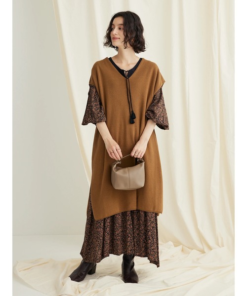 CRAFT STANDARD BOUTIQUE(クラフトスタンダードブティック)の「ジレニットワンピース ◆(ベスト・レディース・キャメル/ブラック/ベージュ・M/L)」の9枚目の写真