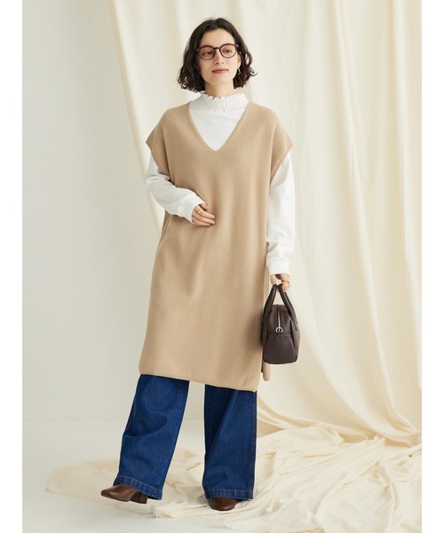 CRAFT STANDARD BOUTIQUE(クラフトスタンダードブティック)の「ジレニットワンピース ◆(ベスト・レディース・キャメル/ブラック/ベージュ・M/L)」の15枚目の写真