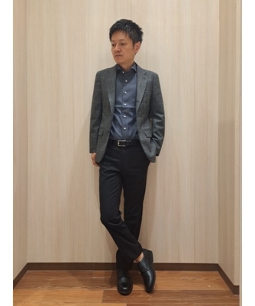 Perfect Suit FActory（パーフェクトスーツファクトリー）の「【ノンアイロン】長袖ワイシャツ【アーバン】デニムライク　ブラック/グレー/ブラウン/ブルー（ビジネスシャツ・メンズ・ブラウン/ブルー/グレー/ブラック・首回り43cm-裄丈86cm/首回り41cm-裄丈84cm/首回り37cm-裄丈80cm/首回り39cm-裄丈82cm）」の13枚目の写真