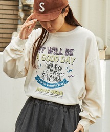 ピグメント加工ヴィンテージライクロックグラフィック長袖Tシャツ