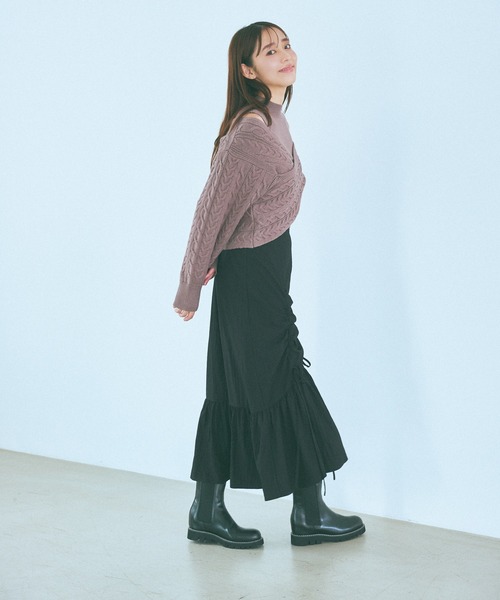 mysty woman（ミスティウーマン）の「サイドドロストペプラムスカート 982618（スカート・レディース・アイボリー/ブラック/ブラウン・FREE）」の16枚目の写真