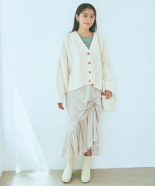 mysty woman（ミスティウーマン）の「サイドドロストペプラムスカート 982618（スカート・レディース・アイボリー/ブラック/ブラウン・FREE）」の10枚目の写真