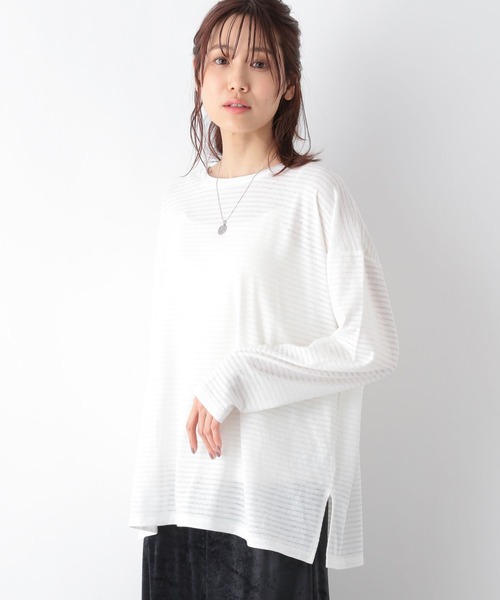 ◆美品 アパルトモン ボーダー シアー Tシャツ Border Sheer 白 ◇美品 アパルトモン ボーダー シアー Tシャツ Border Sheer 白