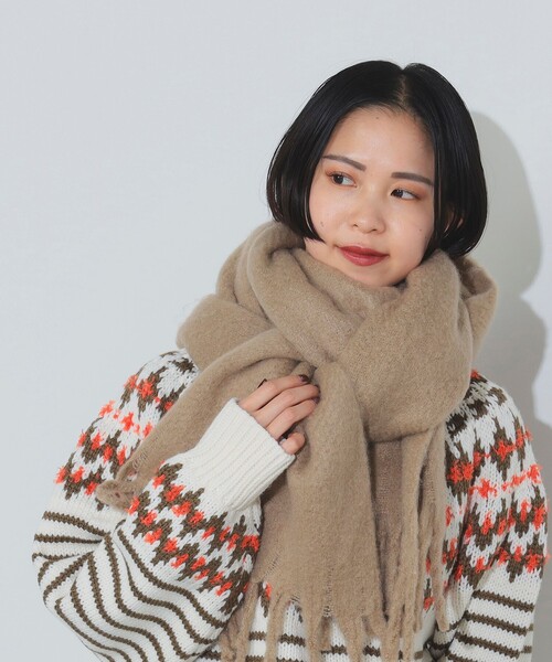 BEAMS HEART（ビームスハート）の「無地 フリンジストール（ストール/ショール・レディース・チャコールグレー/ベージュ/ライトパープル/ミント/ケリーグリーン/ブラウン系その他・FREE）」の3枚目の写真