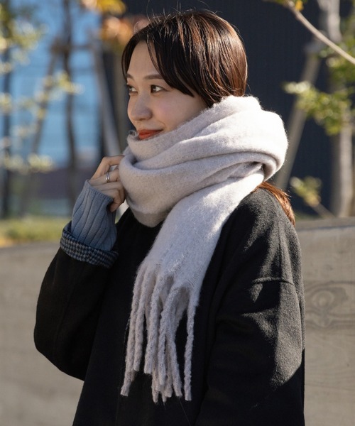 BEAMS HEART（ビームスハート）の「無地 フリンジストール（ストール/ショール・レディース・チャコールグレー/ベージュ/ライトパープル/ミント/ケリーグリーン/ブラウン系その他・FREE）」の6枚目の写真