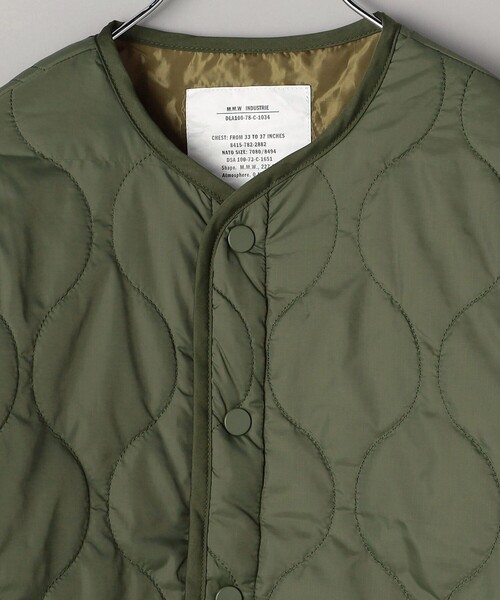 FREAK'S STORE（フリークスストア）の「限定展開 キッズ キルティングジャケット / KIDS 子供服 中わた ミリタリーブルゾン / ノーカラージャケット（ブルゾン・キッズ・ブラック/オリーブ・150/120/130/140/110）」の4枚目の写真