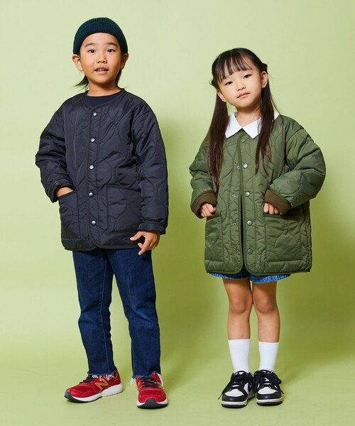 FREAK'S STORE（フリークスストア）の「限定展開 キッズ キルティングジャケット / KIDS 子供服 中わた ミリタリーブルゾン / ノーカラージャケット（ブルゾン・キッズ・ブラック/オリーブ・150/120/130/140/110）」の12枚目の写真
