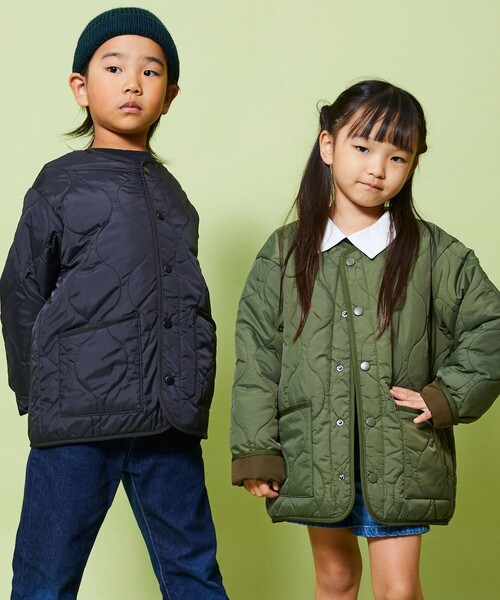 FREAK'S STORE（フリークスストア）の「限定展開 キッズ キルティングジャケット / KIDS 子供服 中わた ミリタリーブルゾン / ノーカラージャケット（ブルゾン・キッズ・ブラック/オリーブ・150/120/130/140/110）」の13枚目の写真