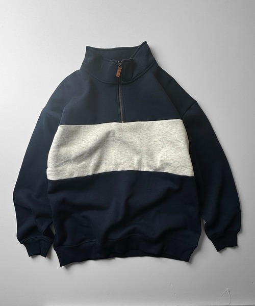 Confirm（コンファーム）の「ビッグシルエット 裏起毛 切替 ハーフジッププルオーバースウェット【Confirm】（スウェット・メンズ・ネイビー/チャコールグレー/杢グレー・M/L）」の3枚目の写真