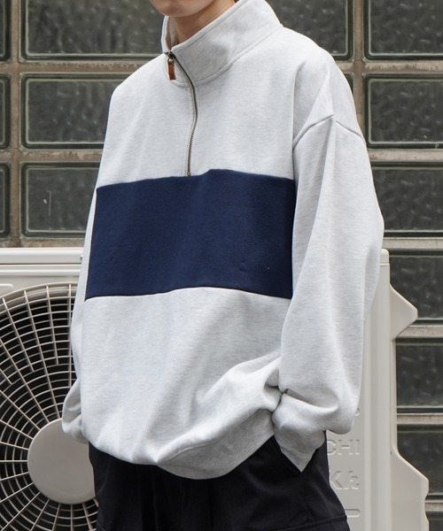 Confirm（コンファーム）の「ビッグシルエット 裏起毛 切替 ハーフジッププルオーバースウェット【Confirm】（スウェット・メンズ・ネイビー/チャコールグレー/杢グレー・M/L）」の10枚目の写真