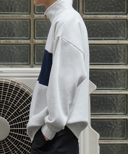 Confirm（コンファーム）の「ビッグシルエット 裏起毛 切替 ハーフジッププルオーバースウェット【Confirm】（スウェット・メンズ・ネイビー/チャコールグレー/杢グレー・M/L）」の12枚目の写真