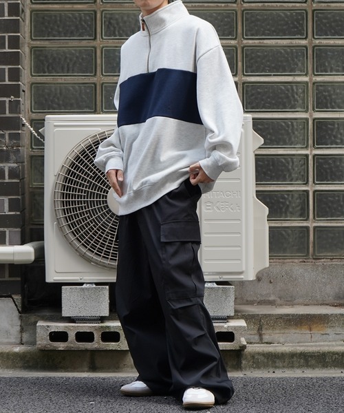 Confirm（コンファーム）の「ビッグシルエット 裏起毛 切替 ハーフジッププルオーバースウェット【Confirm】（スウェット・メンズ・ネイビー/チャコールグレー/杢グレー・M/L）」の4枚目の写真